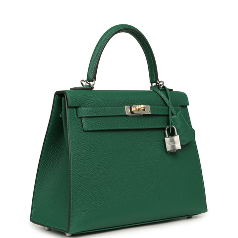 Hermes Kelly Sellier 25 Vert Moyen Epsom Electrum Hardware