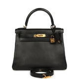 Pre-owned Hermes Kelly Retourne 28 Black Evercalf Gold Hardware - Thumbnail View 1