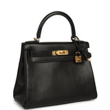 Pre-owned Hermes Kelly Retourne 28 Black Evercalf Gold Hardware - Thumbnail View 2