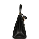 Pre-owned Hermes Kelly Retourne 28 Black Evercalf Gold Hardware - Thumbnail View 3