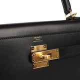 Pre-owned Hermes Kelly Retourne 28 Black Evercalf Gold Hardware - Thumbnail View 7