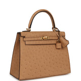 Hermes Kelly Sellier 25 Chai Ostrich Gold Hardware - Thumbnail View 2