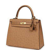 Hermes Kelly Sellier 25 Chai Ostrich Gold Hardware - Thumbnail View 5