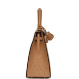 Hermes Kelly Sellier 25 Chai Ostrich Gold Hardware - Thumbnail View 3