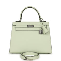Hermes Kelly Sellier 25 Vert Fizz Epsom Palladium Hardware