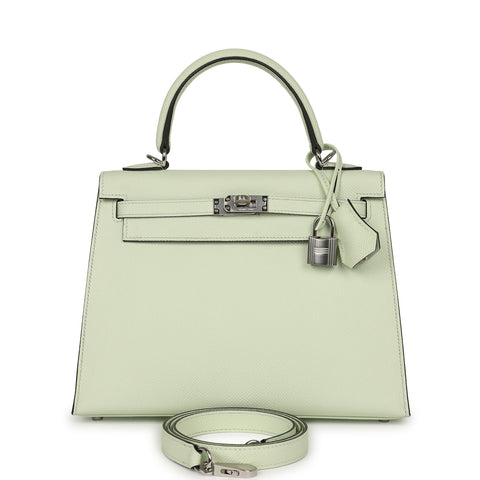 Hermes Kelly Sellier 25 Vert Fizz Epsom Palladium Hardware