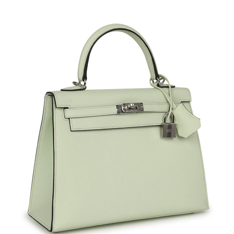 Hermes Kelly Sellier 25 Vert Fizz Epsom Palladium Hardware