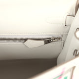 Hermes Kelly Retourne 25 "Tartan Light" Gris Pale, Vert Moyen, Bubblegum Swift Palladium Hardware - Thumbnail View 9