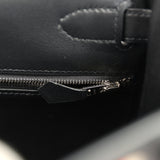 Pre-owned Hermes "Lettres Au Carre" Kelly Retourne 28 Black Swift and Ecru, Capucine, Bleu Indigo Toile De Camp Palladium Hardware - Thumbnail View 8
