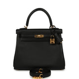 Hermes Kelly Retourne 25 Black Cheri Gold Hardware - Thumbnail View 1
