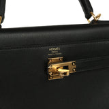 Hermes Kelly Retourne 25 Black Cheri Gold Hardware - Thumbnail View 7