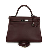 Pre-owned Hermes Kelly Retourne 32 Rouge H Evergrain Palladium Hardware - Thumbnail View 1
