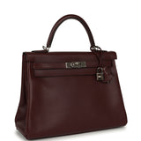 Pre-owned Hermes Kelly Retourne 32 Rouge H Evergrain Palladium Hardware - Thumbnail View 2