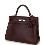 Pre-owned Hermes Kelly Retourne 32 Rouge H Evergrain Palladium Hardware - Thumbnail View 5