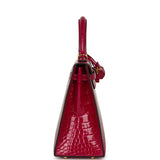 Pre-owned Hermes Kelly Sellier 25 Rose Pourpre Shiny Alligator Gold Hardware - Thumbnail View 3