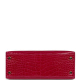 Pre-owned Hermes Kelly Sellier 25 Rose Pourpre Shiny Alligator Gold Hardware - Thumbnail View 6