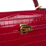 Pre-owned Hermes Kelly Sellier 25 Rose Pourpre Shiny Alligator Gold Hardware - Thumbnail View 7