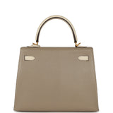 Hermes Special Order (HSS) Kelly Sellier 25 Gris Tourterelle, Nata Chevre Mysore Brushed Gold Hardware - Thumbnail View 4