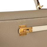 Hermes Special Order (HSS) Kelly Sellier 25 Gris Tourterelle, Nata Chevre Mysore Brushed Gold Hardware - Thumbnail View 7