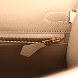 Hermes Special Order (HSS) Kelly Sellier 25 Gris Tourterelle, Nata Chevre Mysore Brushed Gold Hardware - Thumbnail View 9