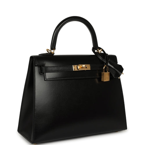 Hermes Kelly Sellier 25 Black Box Gold Hardware