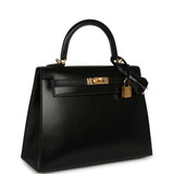 Hermes Kelly Sellier 25 Black Box Gold Hardware - Thumbnail View 2
