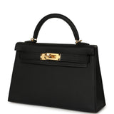 Hermes Special Order (HSS) Kelly Sellier 20 Black Verso Epsom Gold Hardware - Thumbnail View 5