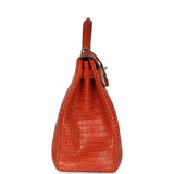 Pre-owned Hermes Kelly Retourne 40 Sanguine Matte Porosus Crocodile Palladium Hardware - Thumbnail View 3