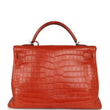 Pre-owned Hermes Kelly Retourne 40 Sanguine Matte Porosus Crocodile Palladium Hardware - Thumbnail View 4