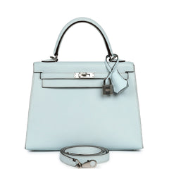 Hermes Kelly Sellier 25 Bleu Brume Epsom Palladium Hardware