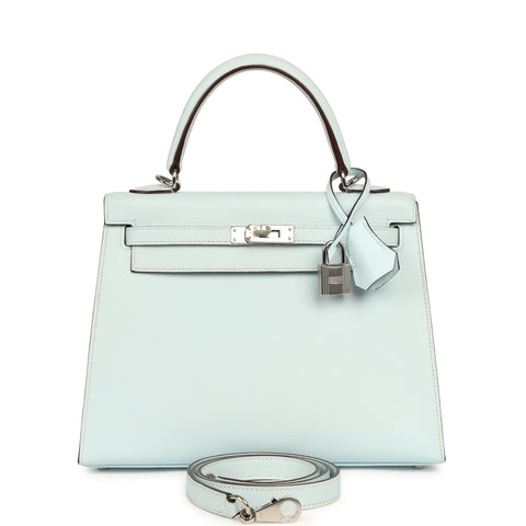 Hermes Kelly Sellier 25 Bleu Brume Epsom Palladium Hardware