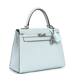 Hermes Kelly Sellier 25 Bleu Brume Epsom Palladium Hardware