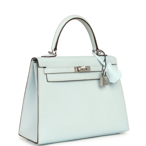 Hermes Kelly Sellier 25 Bleu Brume Epsom Palladium Hardware