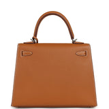 Hermes Kelly Sellier 25 Gold Epsom Palladium Hardware - Thumbnail View 4