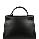 Vintage Hermes Kelly Sellier 32 Black Box Gold Hardware - Thumbnail View 4