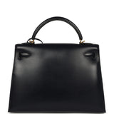 Vintage Hermes Kelly Sellier 32 Bleu Indigo Box Gold Hardware - Thumbnail View 4