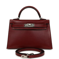 Hermes Kelly Sellier 20 Rouge H Box Palladium Hardware