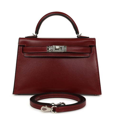 Hermes Kelly Sellier 20 Rouge H Box Palladium Hardware