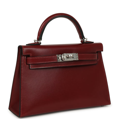 Hermes Kelly Sellier 20 Rouge H Box Palladium Hardware