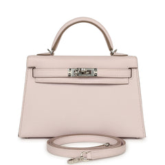 Pre-owned Hermes Kelly Sellier 20 Mauve Pale Epsom Palladium Hardware