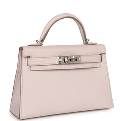 Pre-owned Hermes Kelly Sellier 20 Mauve Pale Epsom Palladium Hardware