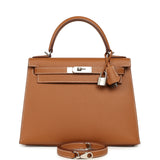 Pre-owned Hermes Kelly Sellier 28 Gold Epsom Palladium Hardware - Thumbnail View 1