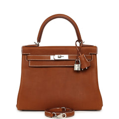 Hermes Kelly Retourne 28 Fauve Barenia Faubourg Palladium Hardware