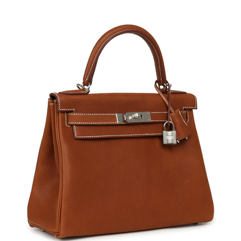Hermes Kelly Retourne 28 Fauve Barenia Faubourg Palladium Hardware