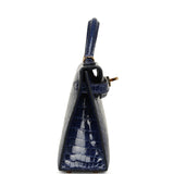 Pre-owned Hermes Kelly Sellier 20 Bleu Saphir Shiny Alligator Gold Hardware - Thumbnail View 3