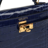 Pre-owned Hermes Kelly Sellier 20 Bleu Saphir Shiny Alligator Gold Hardware - Thumbnail View 7