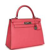 Pre-owned Hermes Kelly Sellier 28 Rose Azalee Epsom Palladium Hardware - Thumbnail View 2
