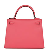 Pre-owned Hermes Kelly Sellier 28 Rose Azalee Epsom Palladium Hardware - Thumbnail View 4