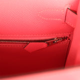 Pre-owned Hermes Kelly Sellier 28 Rose Azalee Epsom Palladium Hardware - Thumbnail View 9