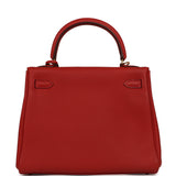 Pre-owned Hermes Kelly Retourne 25 Vermillion Togo Gold Hardware - Thumbnail View 4